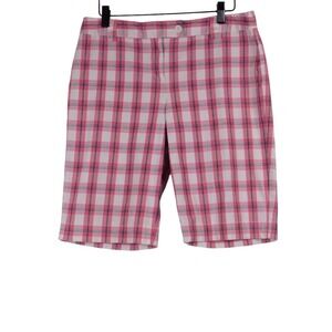 Loft Pink Plaid‎ Women's Bermuda Walking Shorts Size 8